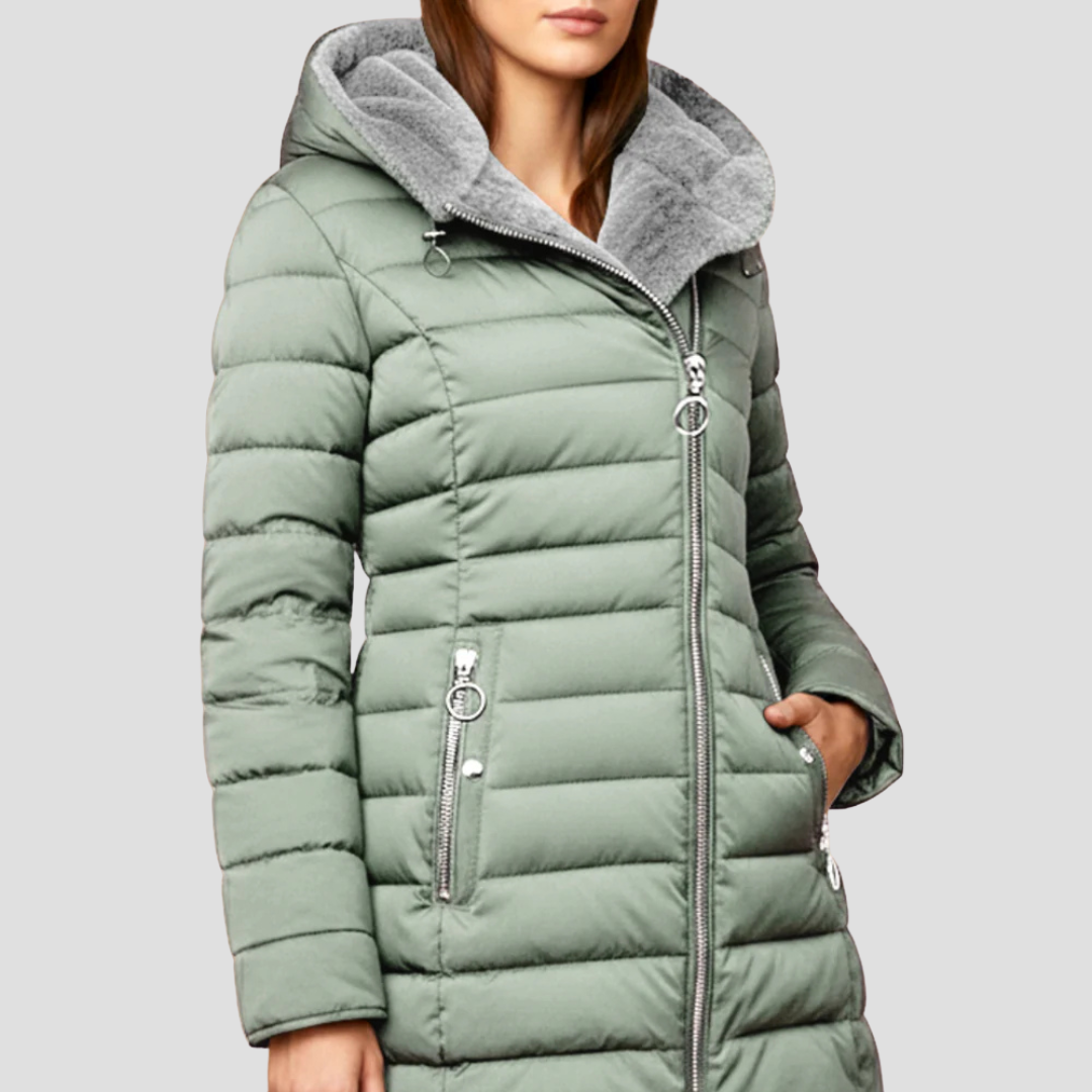 Ladies Synthetic Fur Insulated Puffy Parka Coat