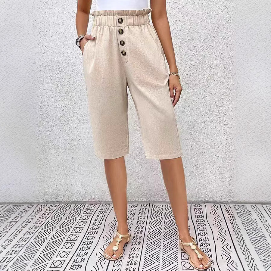 Elegant Linen High Waisted Shorts