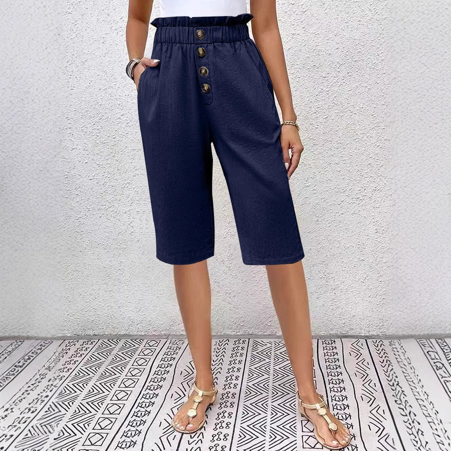 Elegant Linen High Waisted Shorts