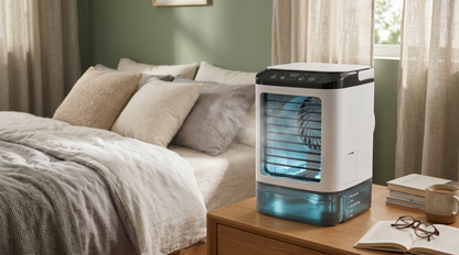 Portable Evaporative Air Cooler | Rechargeable 3-in-1 Cooling Fan with LED Light | Compact Personal Cooling Device