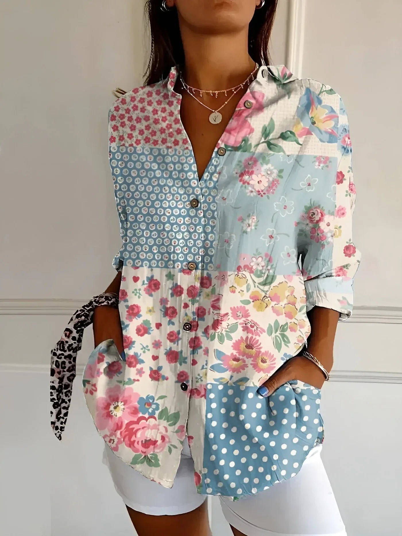 Lovely Floral Short Sleeve Blouse - OutfitLondon