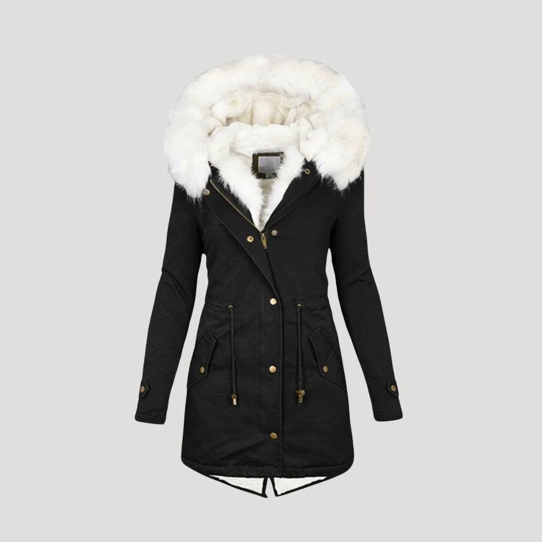 Ladies Warm Parka Coat - Faux Fur Hooded Jacket