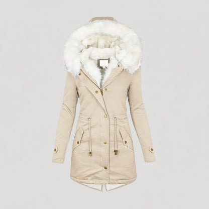 Ladies Warm Parka Coat - Faux Fur Hooded Jacket