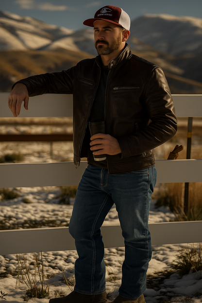 Classic Faux Leather Mens Biker Jacket - OutfitLondon