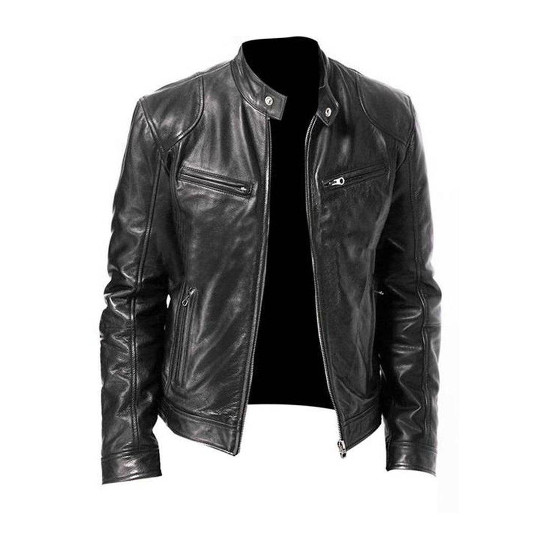 Classic Faux Leather Mens Biker Jacket