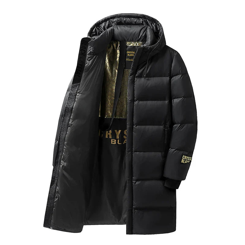 Warm Waterproof Down Parka Coat Black - OutfitLondon
