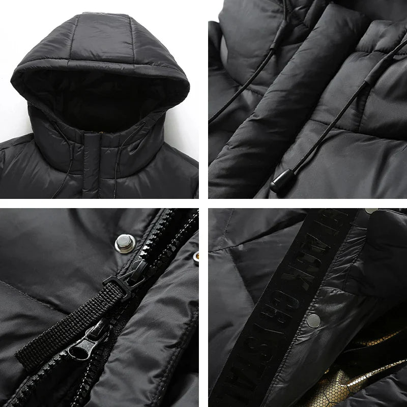 Warm Waterproof Down Parka Coat Black