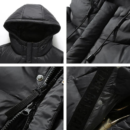 Warm Waterproof Down Parka Coat Black
