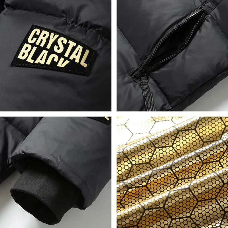 Warm Waterproof Down Parka Coat Black