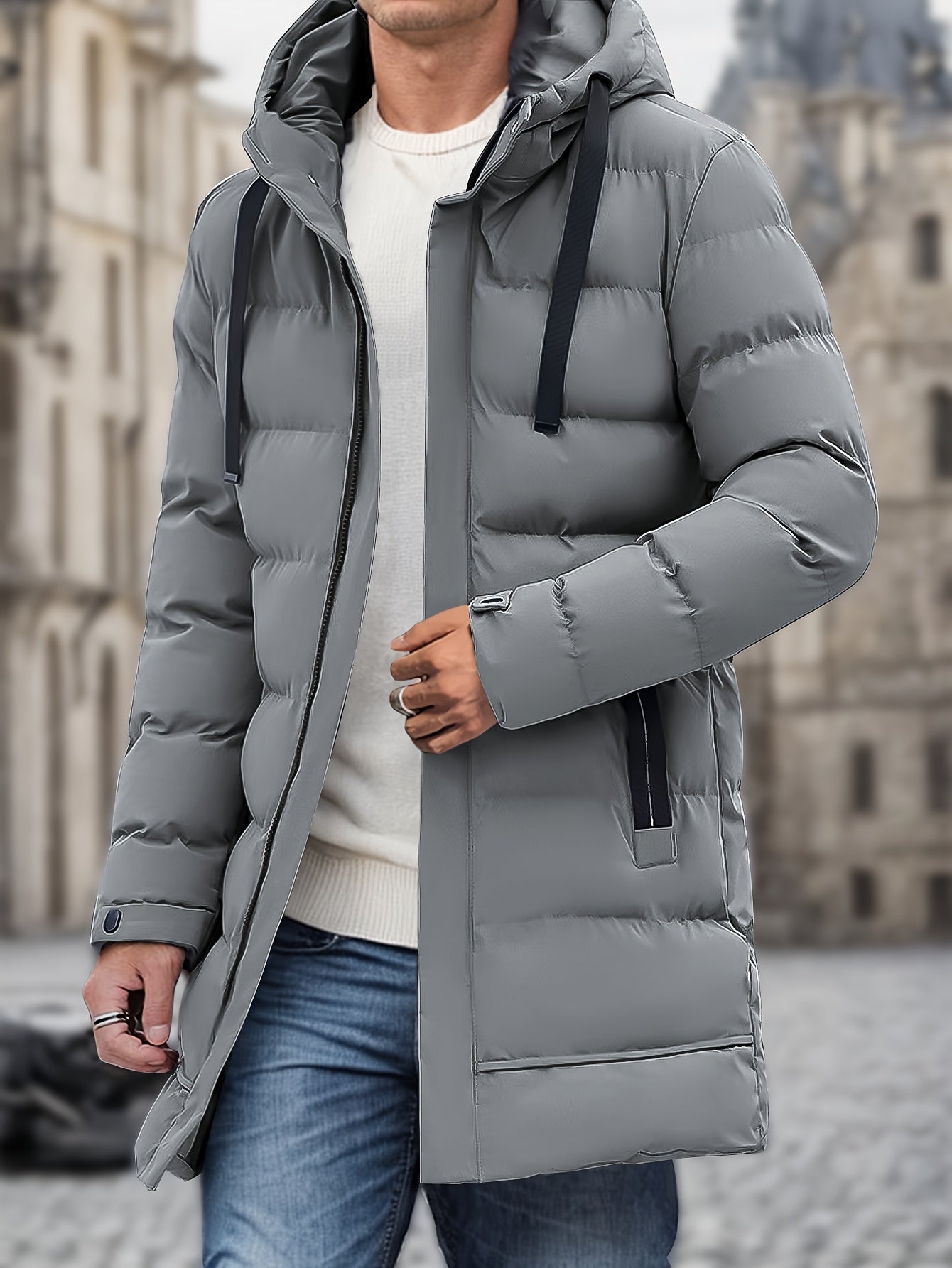 Thermal Insulated Long Puffer Coat for Men
