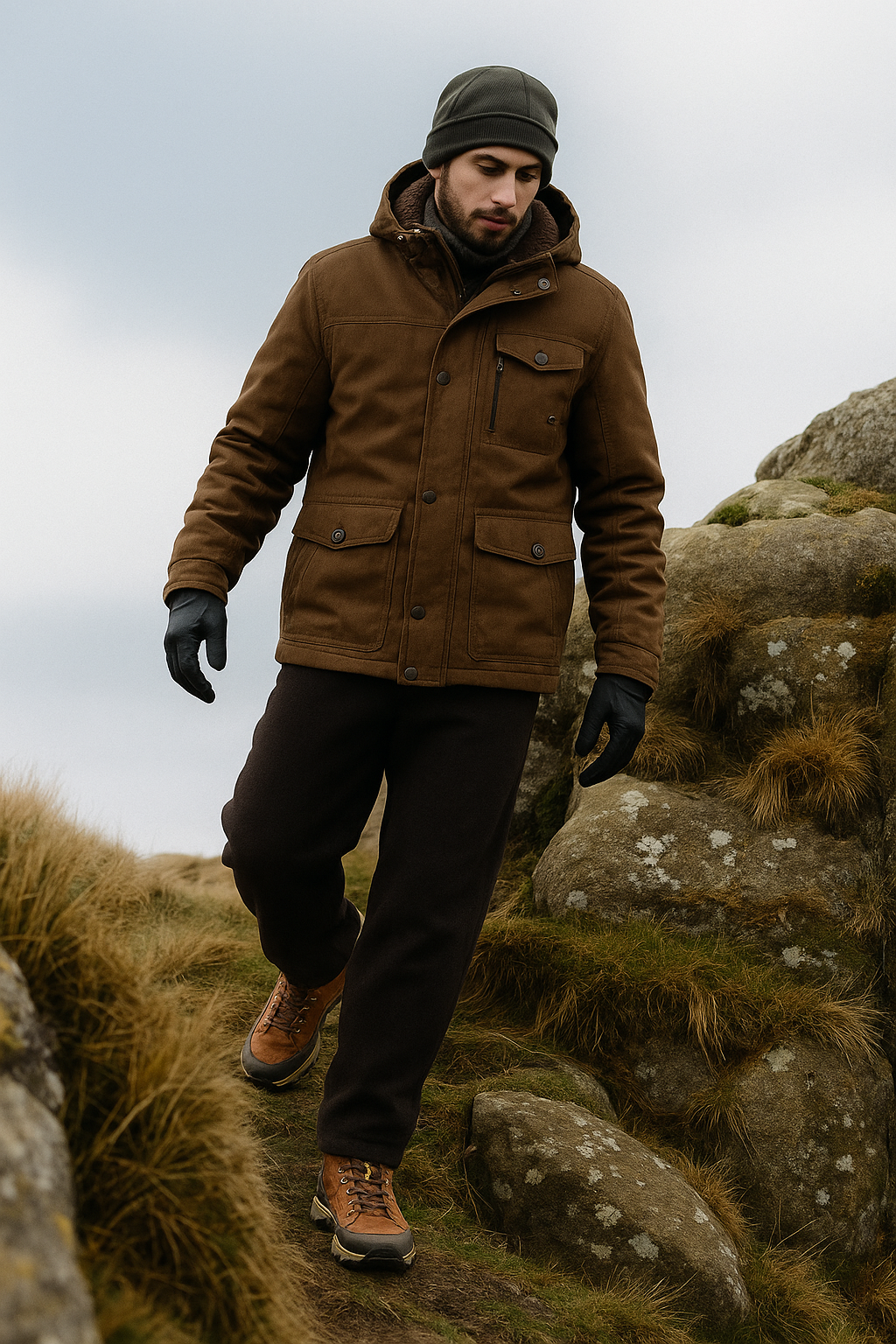 Warm Fleece Lined Men's Winter Parka Coat