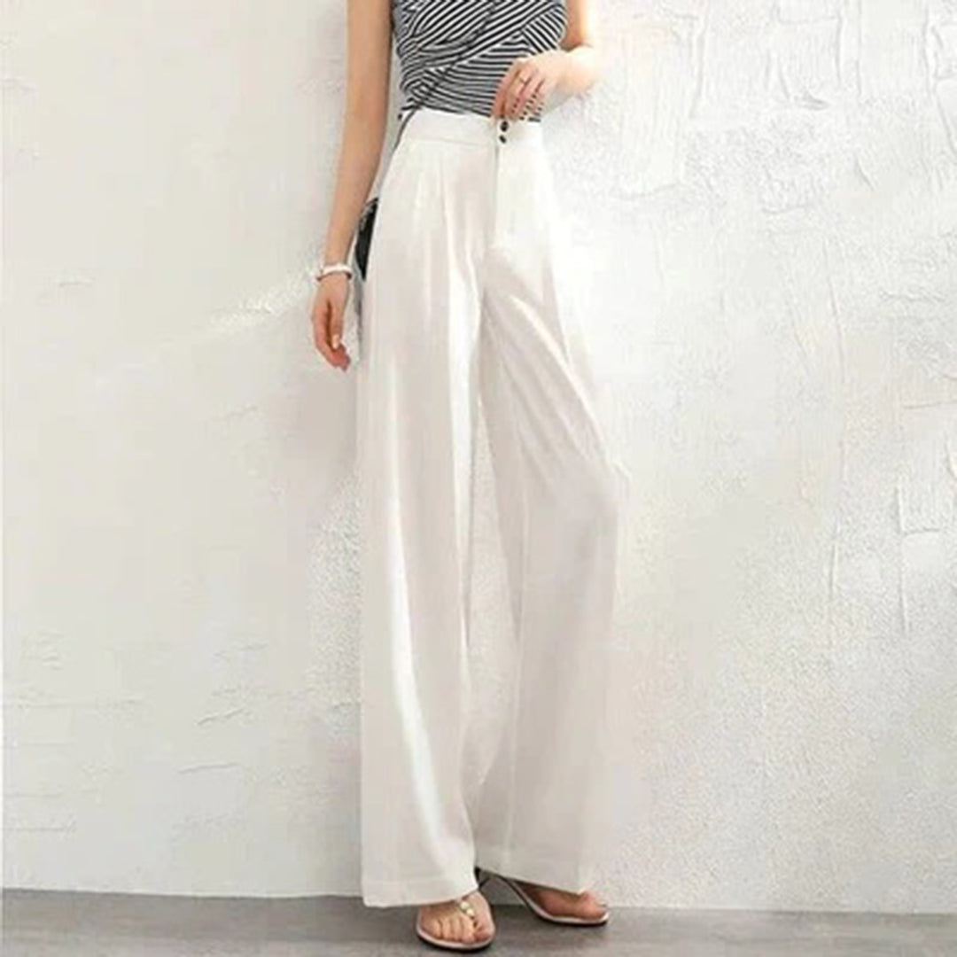 Relaxed Fit High Waisted Casual Pants - OutfitLondon