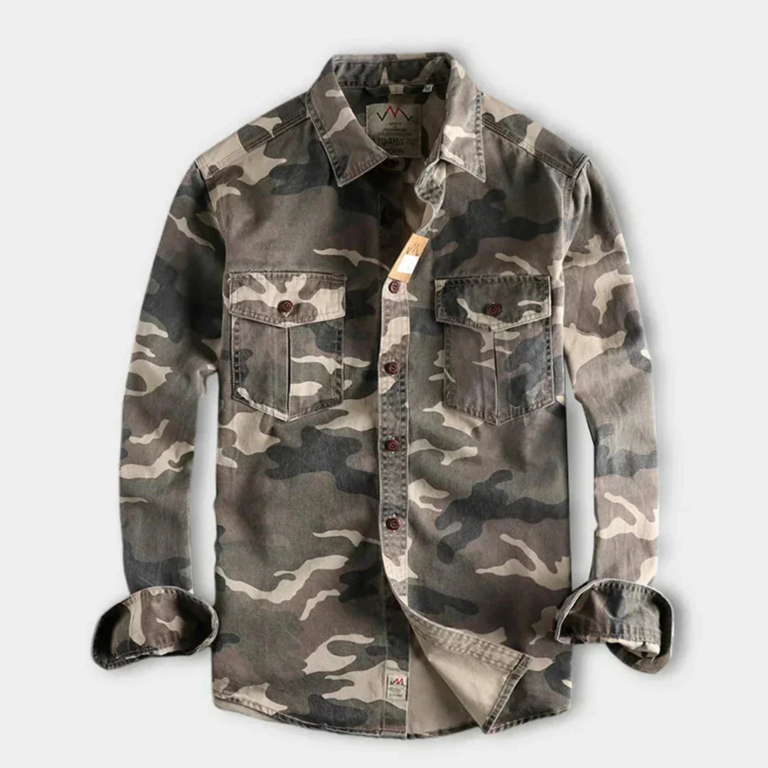 Men's Army Style Camo Short Sleeve Shirt - OutfitLondon