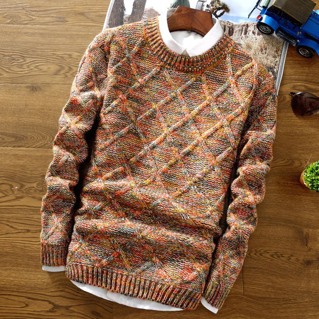 Trendy Crew Neck Knit Sweater for Men