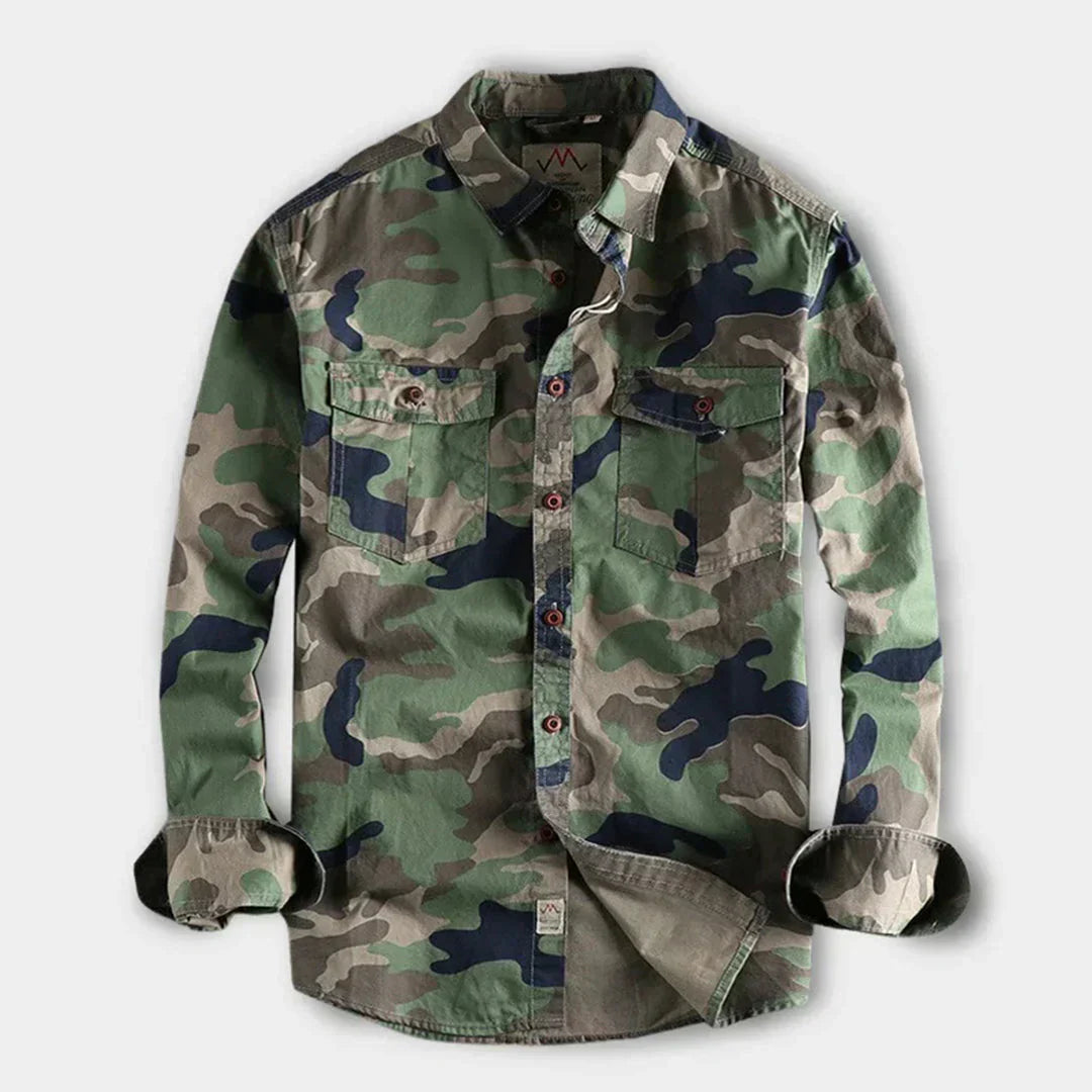 Men's Army Style Camo Short Sleeve Shirt