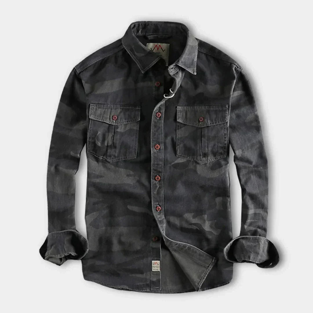 Men's Army Style Camo Short Sleeve Shirt