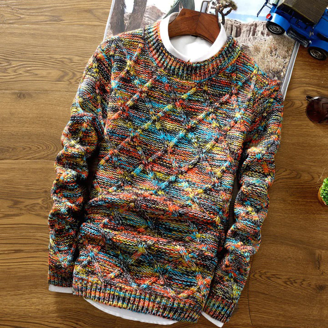 Trendy Crew Neck Knit Sweater for Men - OutfitLondon