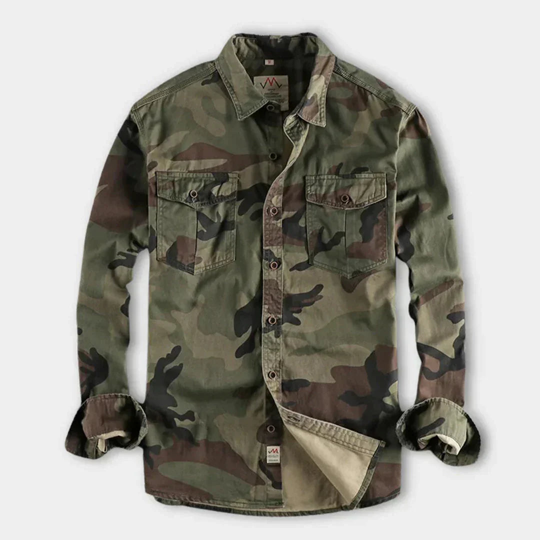 Men's Army Style Camo Short Sleeve Shirt