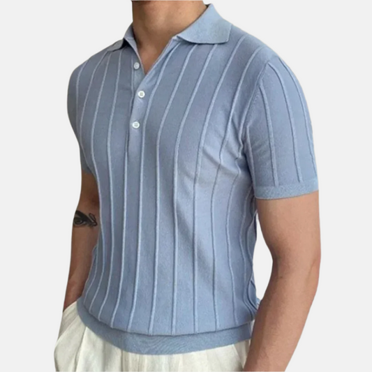 Men's Comfortable Casual Striped Polo Shirt - OutfitLondon
