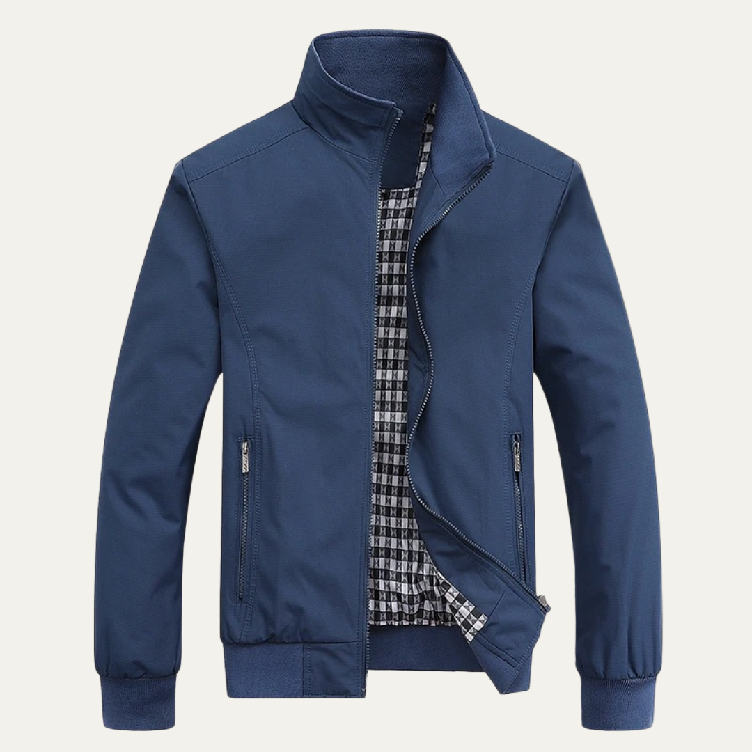 Warm Water Repellent Plaid Zip Up Jacket