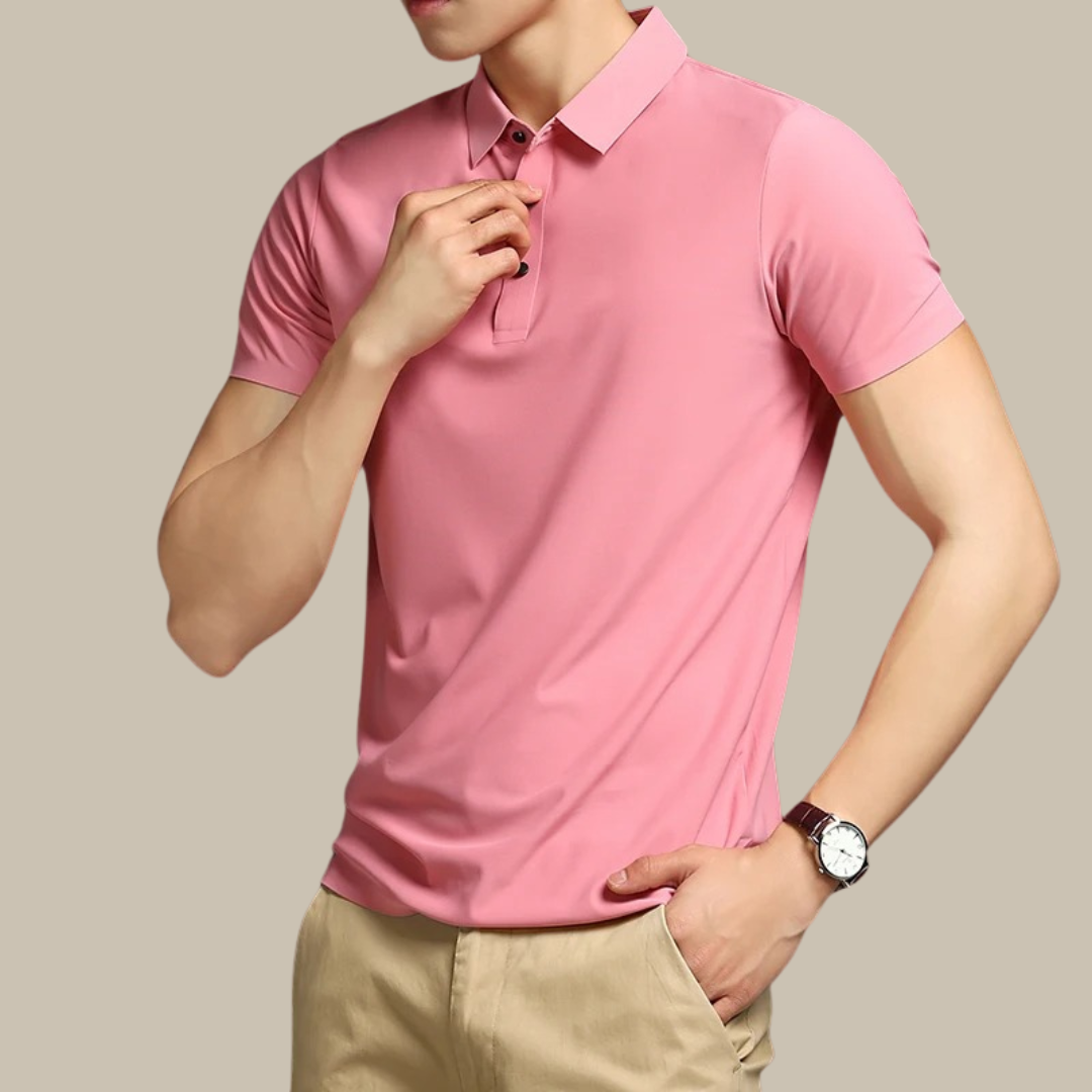 Men's Comfortable Short Sleeve Polo Shirt with Lightweight Cotton