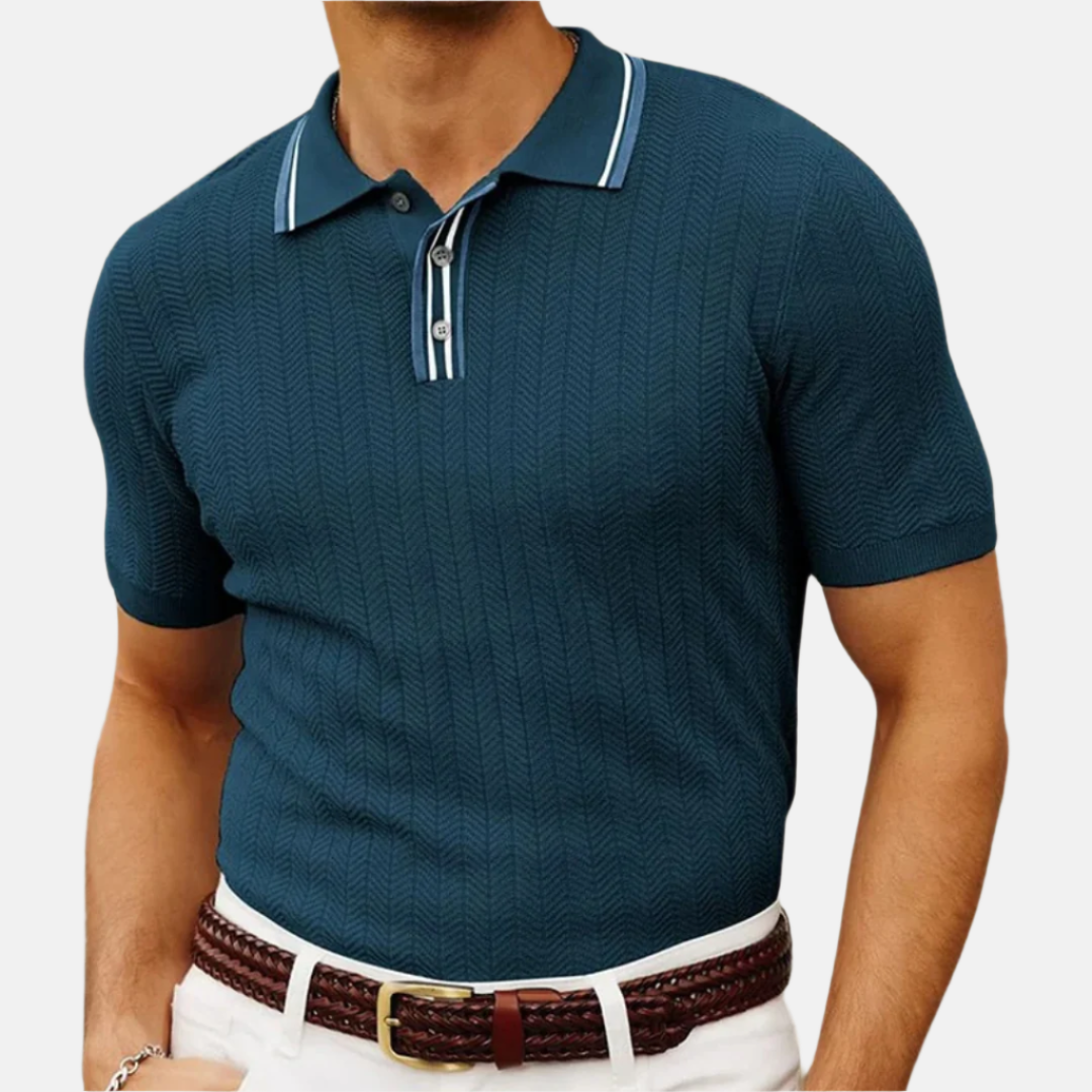 Men's Patterned Crew Neck Polo Shirt