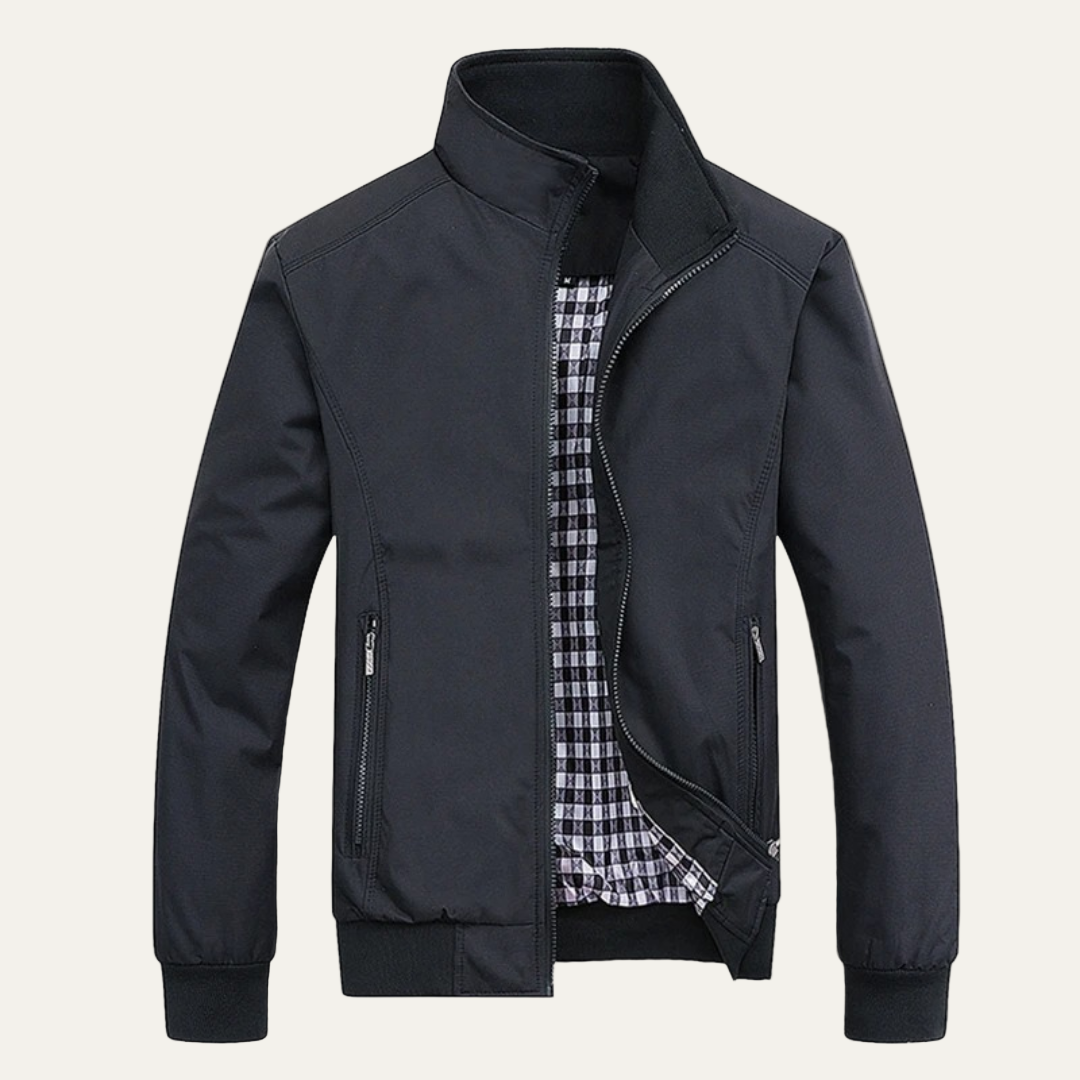 Warm Water Repellent Plaid Zip Up Jacket