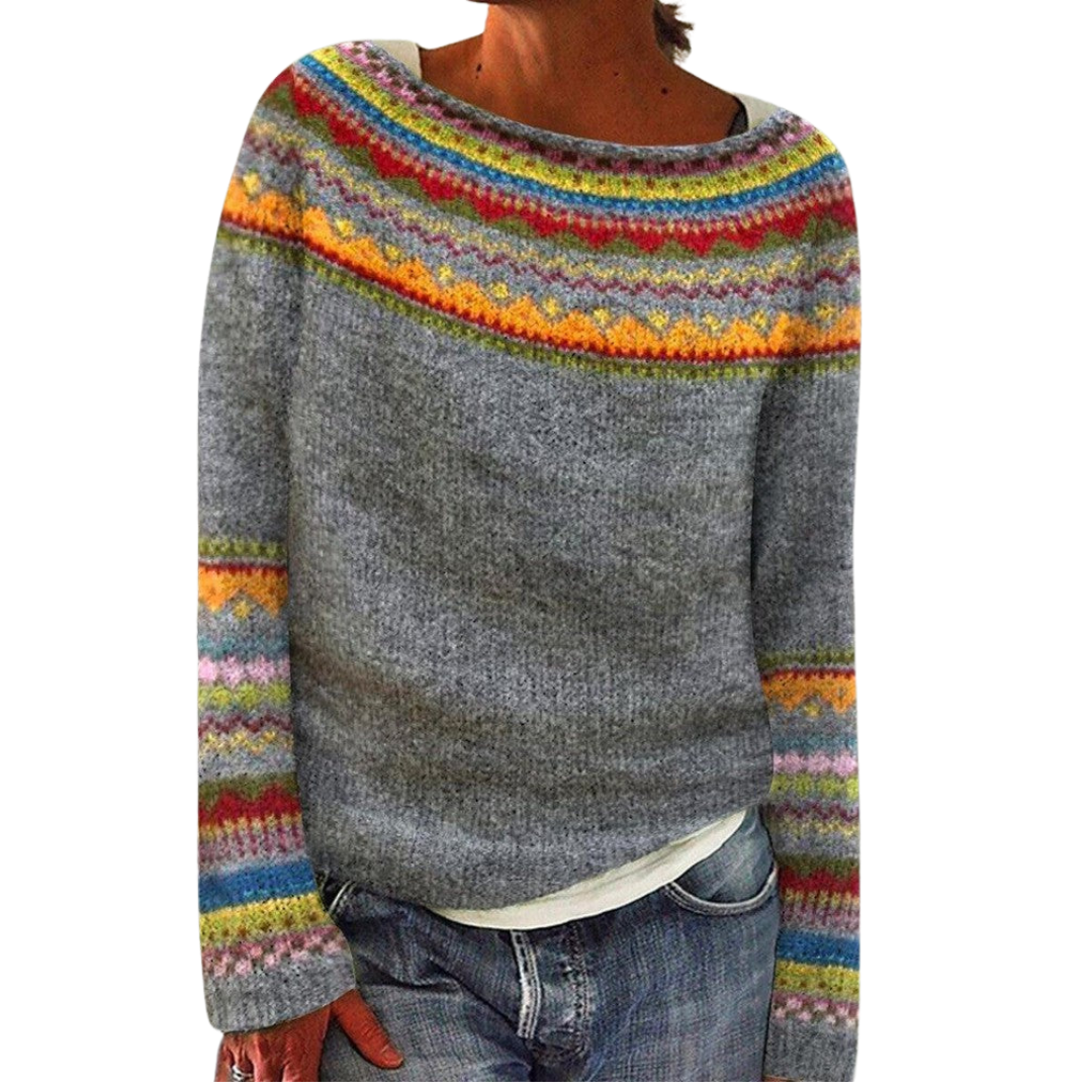 Vibrant Fair Isle Knit Wool Sweater - OutfitLondon