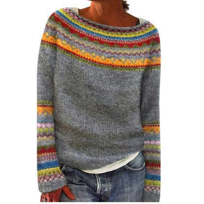 Casual Oversized Crew Neck Sweater - OutfitLondon