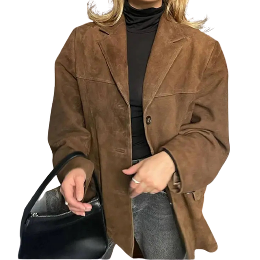 Brown Leather Classic Coat - OutfitLondon