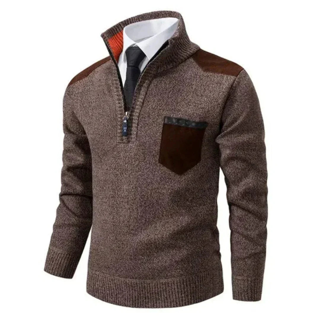 Casual Quarter Zip Crew Neck Sweater
