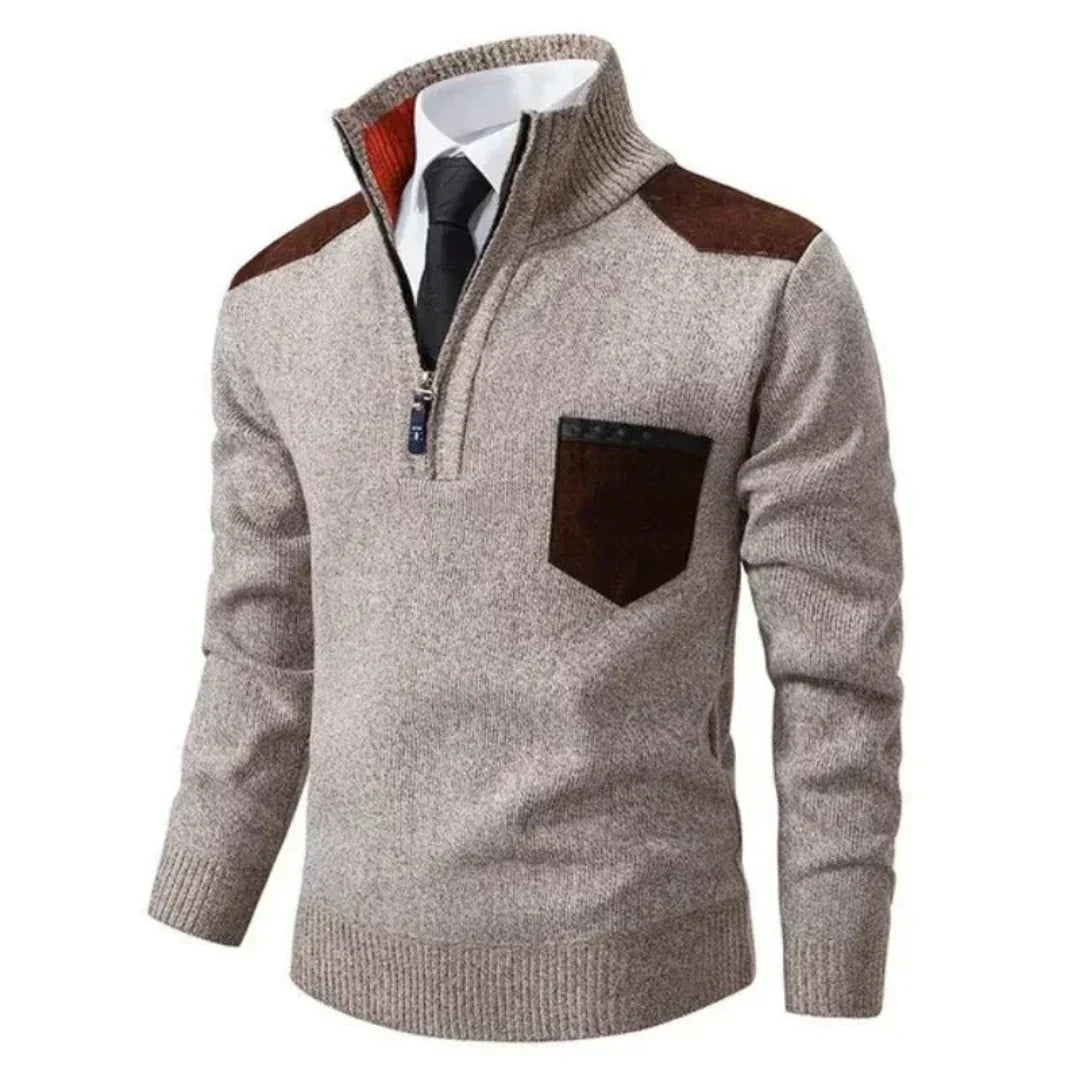 Casual Quarter Zip Crew Neck Sweater