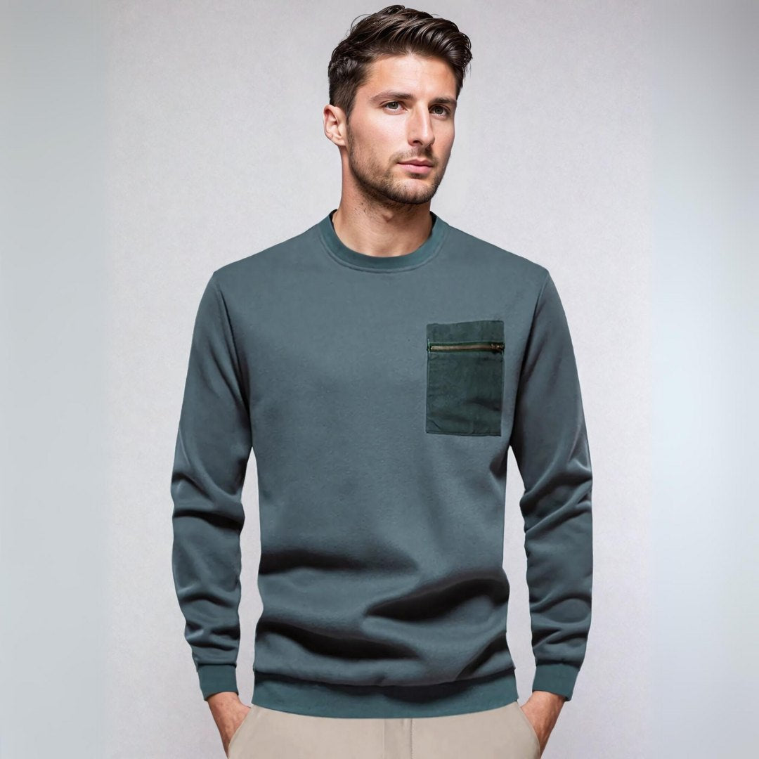 Casual Zip Sweater with Ribbed Bottom - OutfitLondon