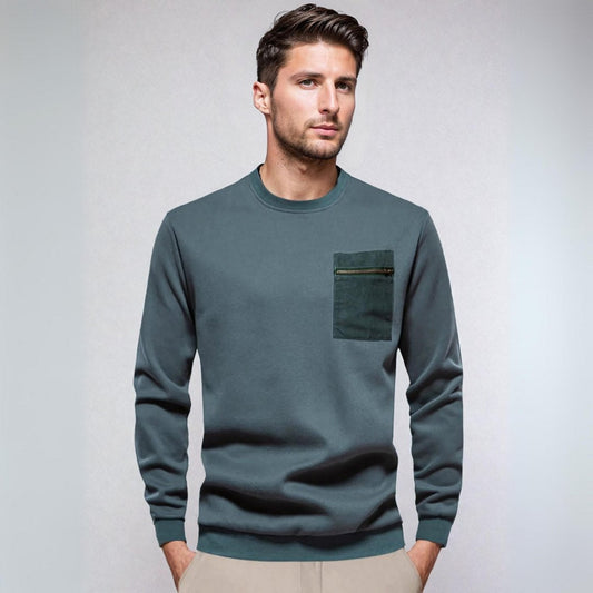 Casual Zip Sweater with Ribbed Bottom - OutfitLondon