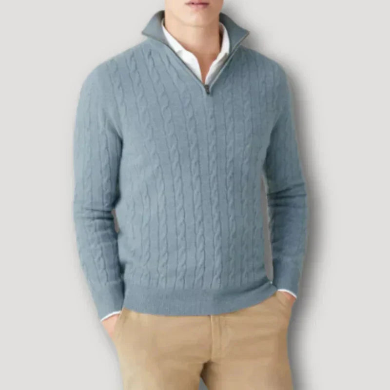 Luxury Men's Soft Wool Zip Sweater