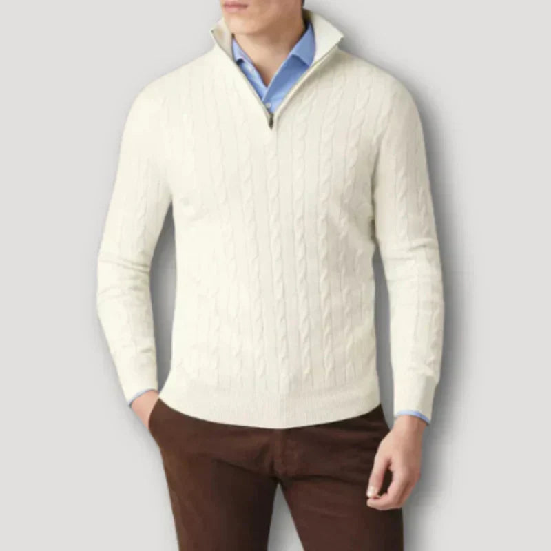 Luxury Men's Soft Wool Zip Sweater