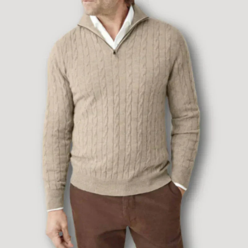 Luxury Men's Soft Wool Zip Sweater - OutfitLondon
