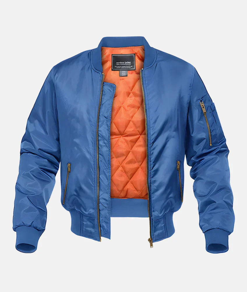 Men's Glossy Water Resistant Bomber Jacket