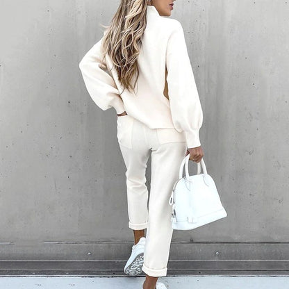 Qaria Loungewear Set | Women's Autumn Relaxed Knit Tracksuit