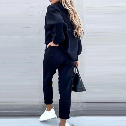 Qaria Loungewear Set | Women's Autumn Relaxed Knit Tracksuit