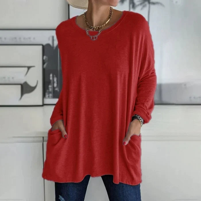 Women's Cozy Fall Long Sleeve Tunic Top - OutfitLondon