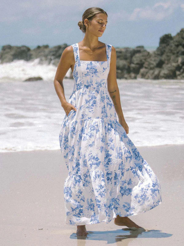Lightweight Summer Maxi Dress with Cross Strap Detail - OutfitLondon