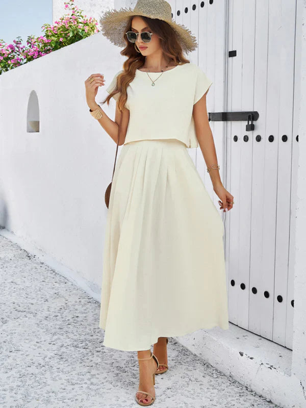 Qoma Set | Cap Sleeve Top and Flowy Skirt Set