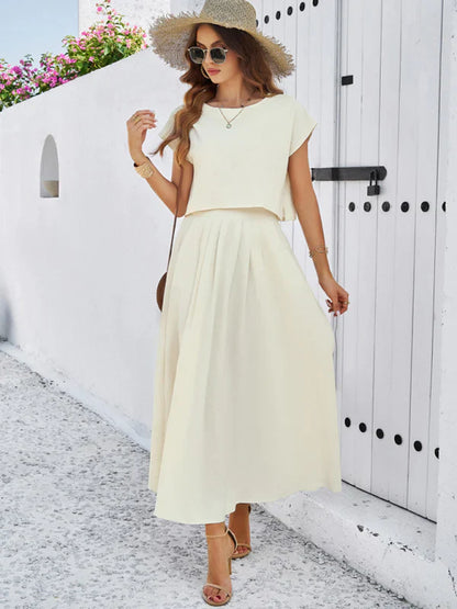 Qoma Set | Cap Sleeve Top and Flowy Skirt Set