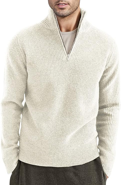 Relaxed Fit Quarter Zip Sweater