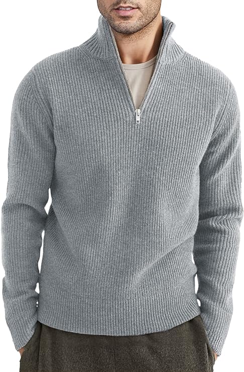 Relaxed Fit Quarter Zip Sweater