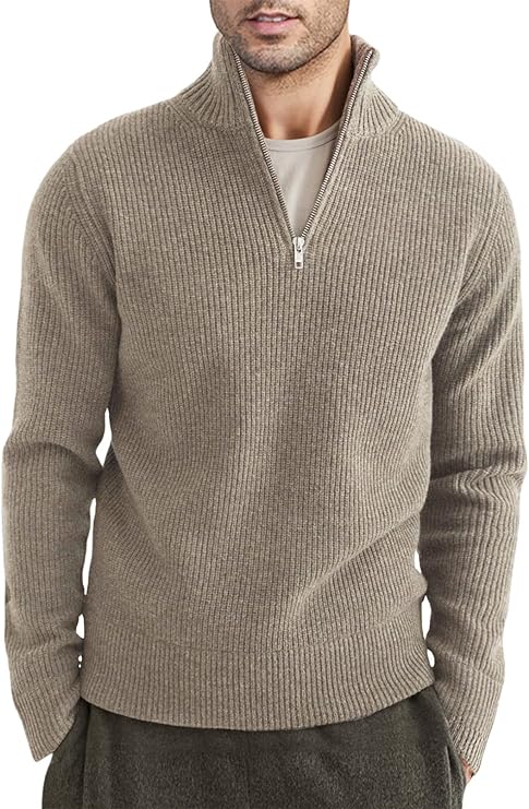 Relaxed Fit Quarter Zip Sweater