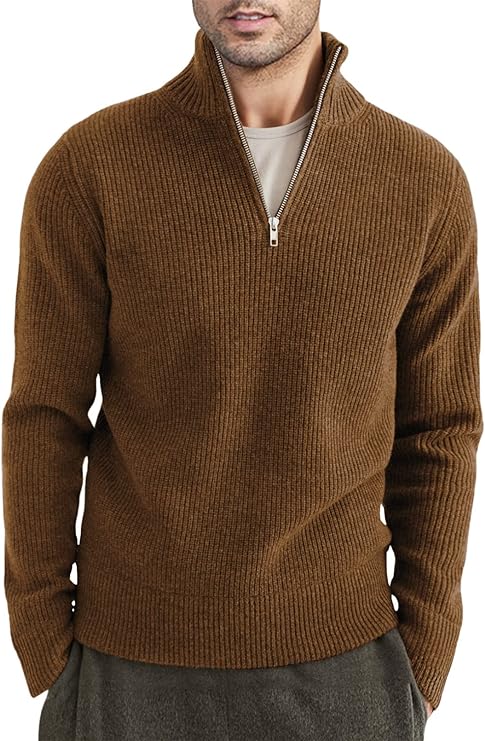 Relaxed Fit Quarter Zip Sweater