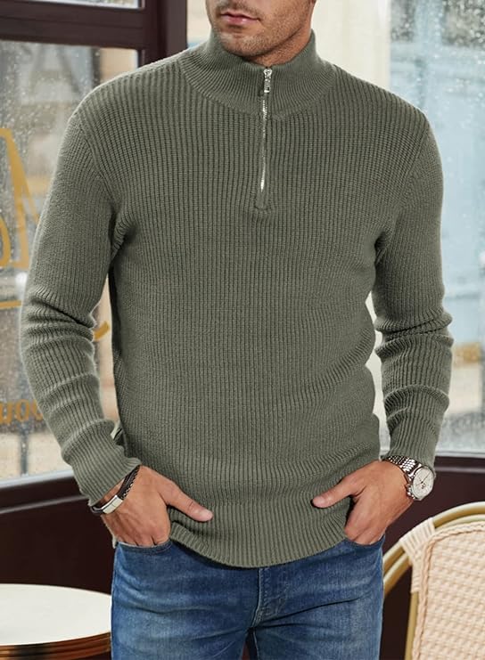 Relaxed Fit Quarter Zip Sweater