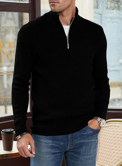 Relaxed Fit Quarter Zip Sweater